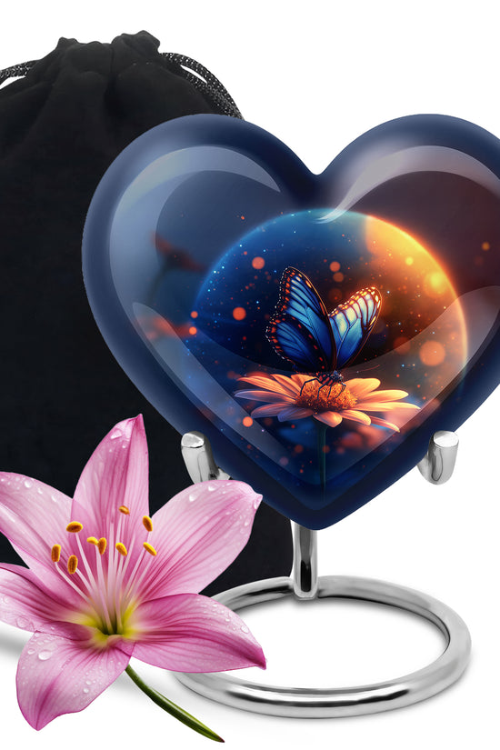Bule Butterfly Urn For Mom - Sun Flower Cremation Urn For Ashes