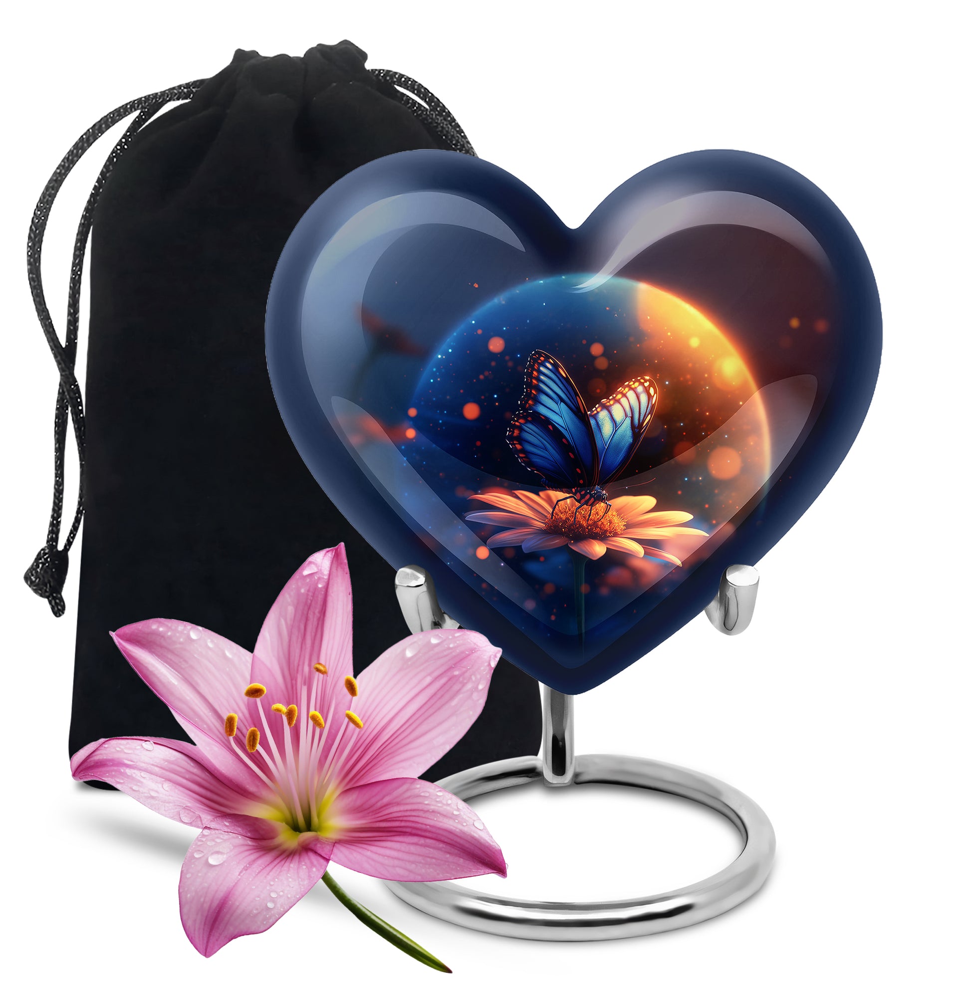 Bule Butterfly Urn For Mom - Sun Flower Cremation Urn For Ashes