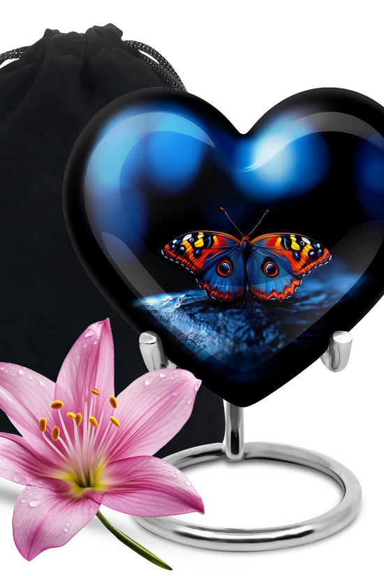 Unique Butterfly Funeral Ashes Urn - Blue Cremation Urn For Ashes