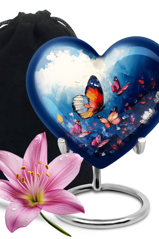 Butterflies Artwork Urn Memorial - Colorful Butterfly Urn for Funeral