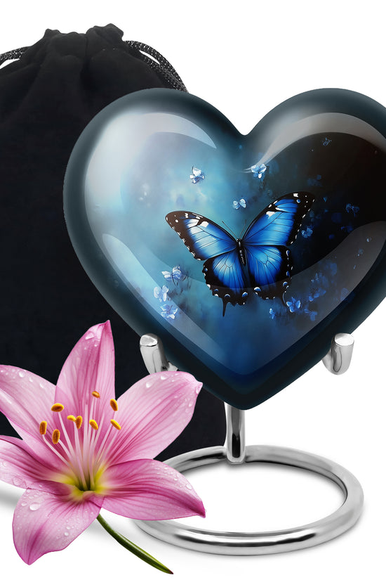 Blue Butterfly Cremation Ashes Urn - Funeral Urn For Men & Women