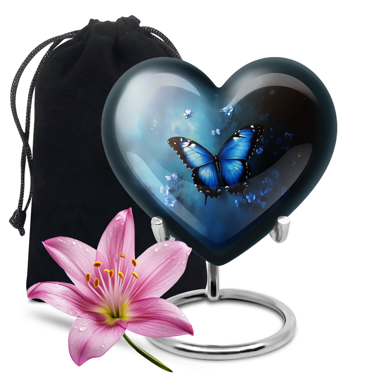 Blue Butterfly Cremation Ashes Urn - Funeral Urn For Men & Women