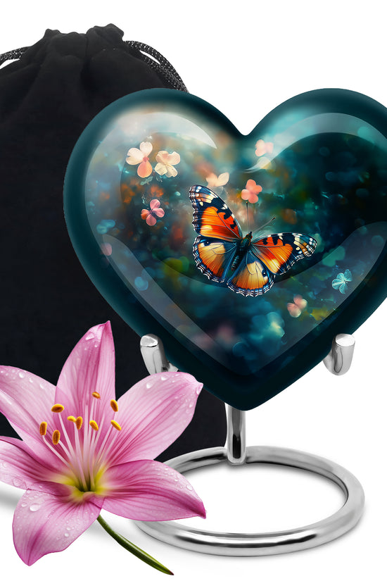 Orange Monarch Butterfly Cremation Urn - Urn For Ashes For Mom