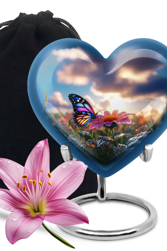 Colorful Butterfly Cremation Urn For Ashes - Punk Flower Urn Memorial
