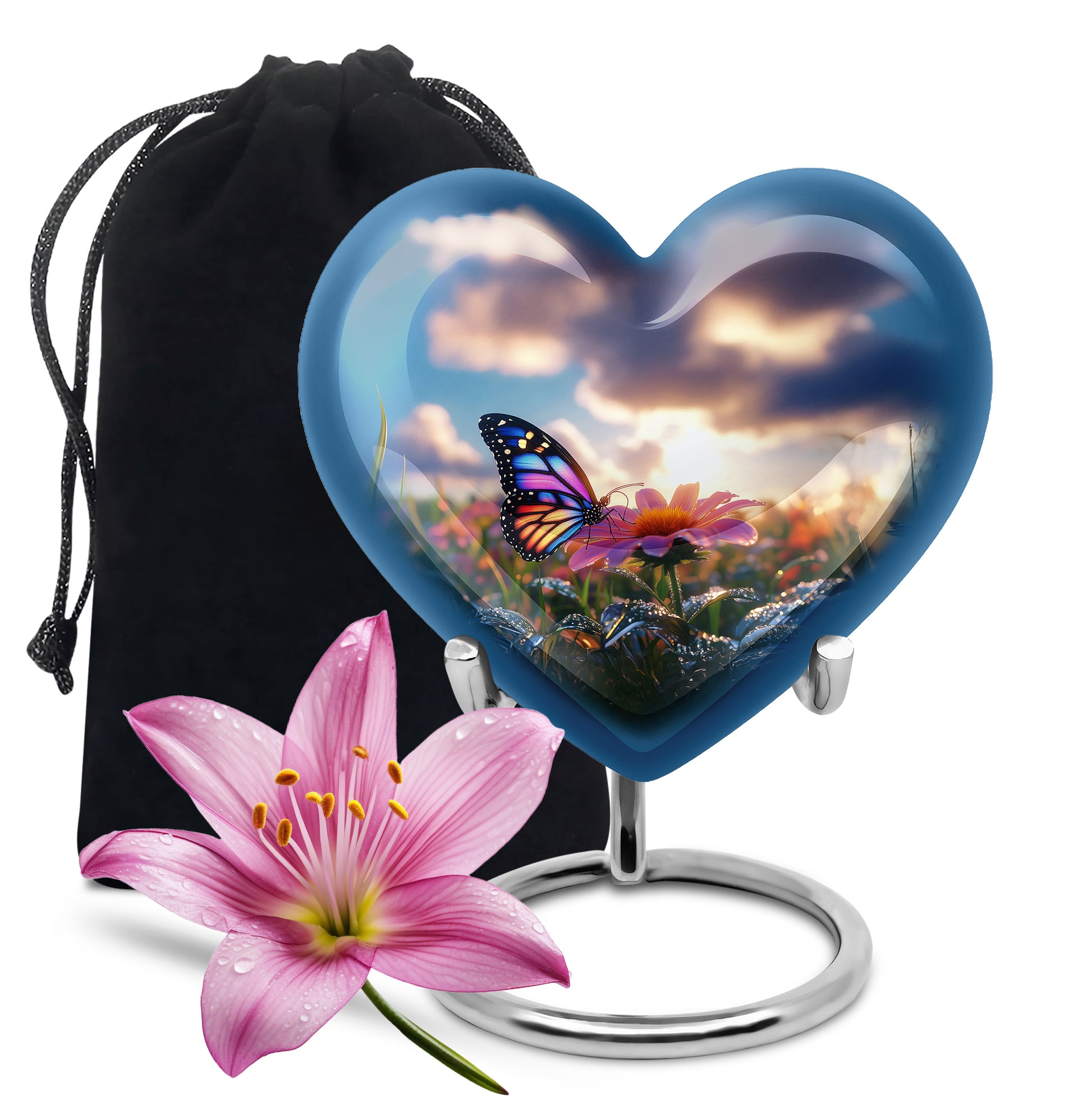 Colorful Butterfly Cremation Urn For Ashes - Punk Flower Urn Memorial