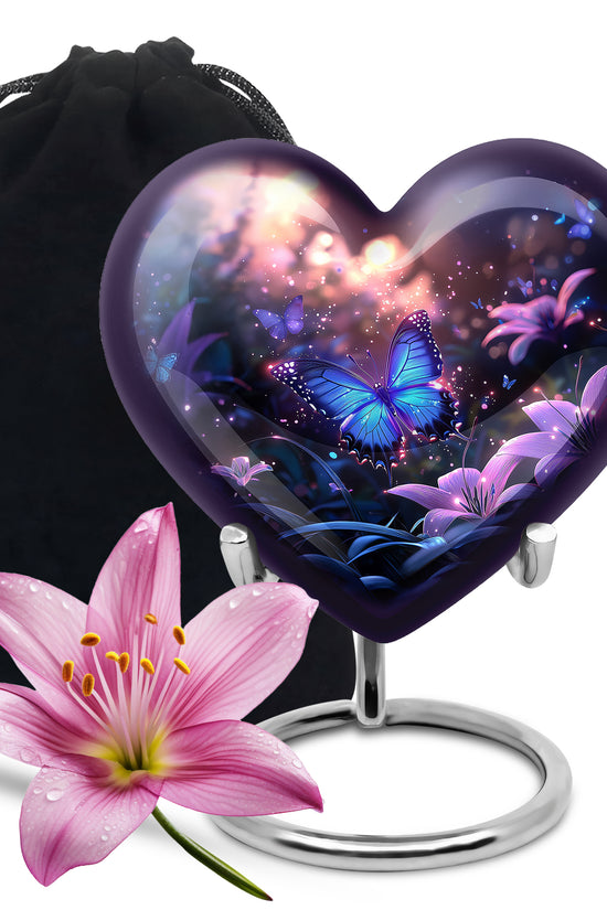 Blue Butterfly Urn For Burial - Beautiful Memorial Urn For Men & Women