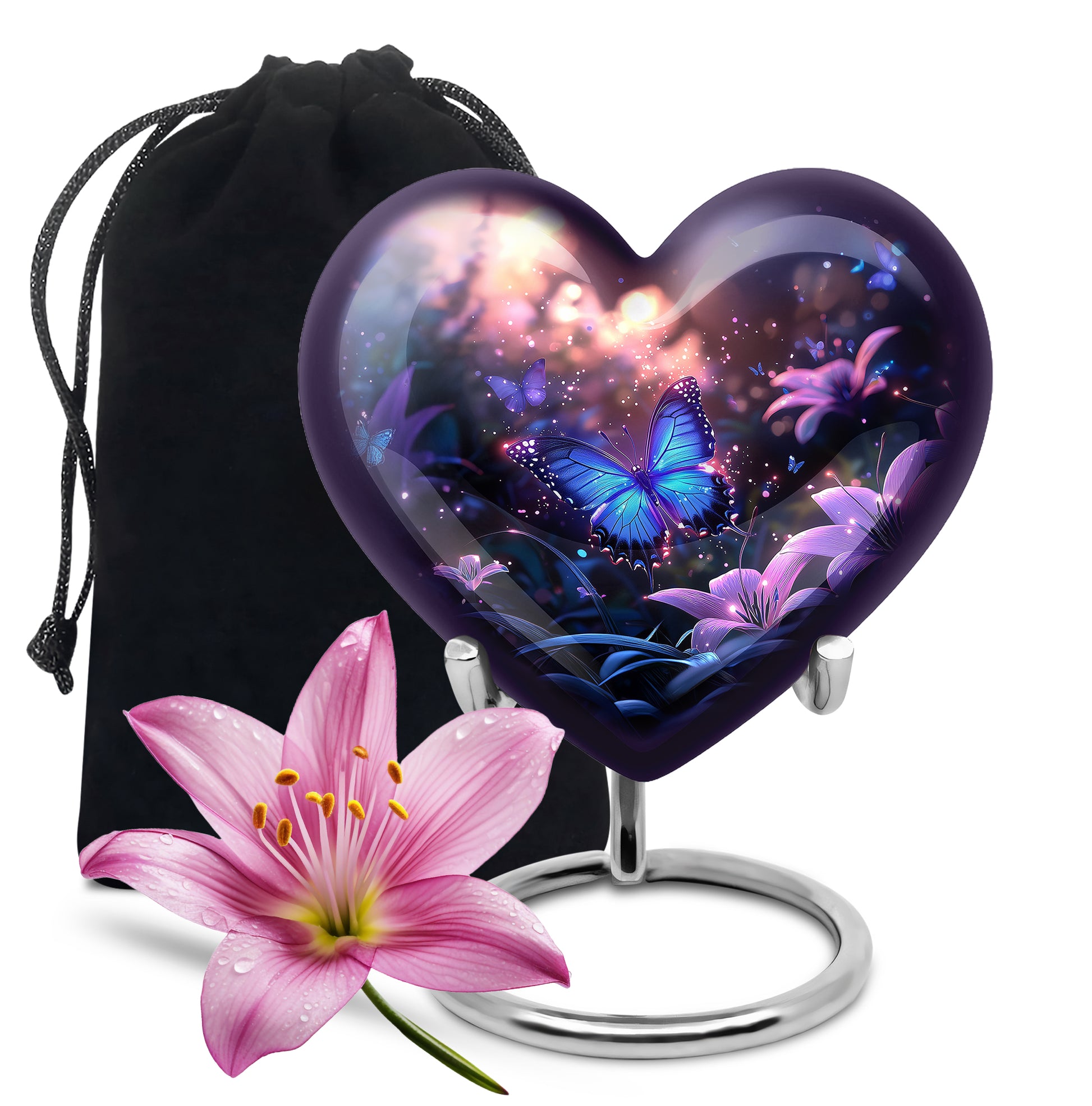 Blue Butterfly Urn For Burial - Beautiful Memorial Urn For Men & Women