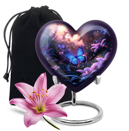 Blue Butterfly Urn For Burial - Beautiful Memorial Urn For Men & Women