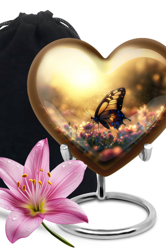 Yellow Monarch Butterfly Urn For Ashes - Burial Urns For Humans