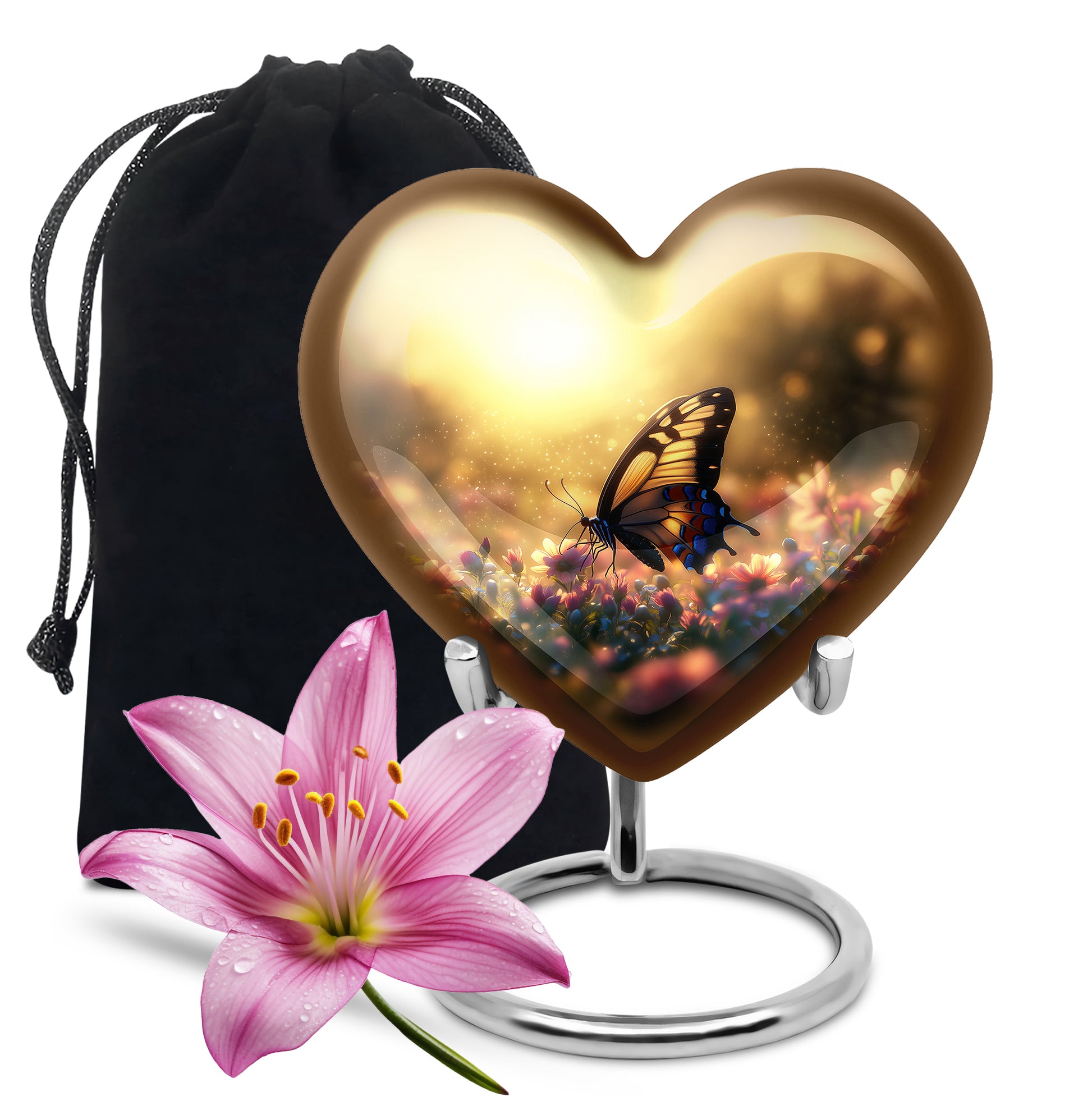 Yellow Monarch Butterfly Urn For Ashes - Burial Urns For Humans