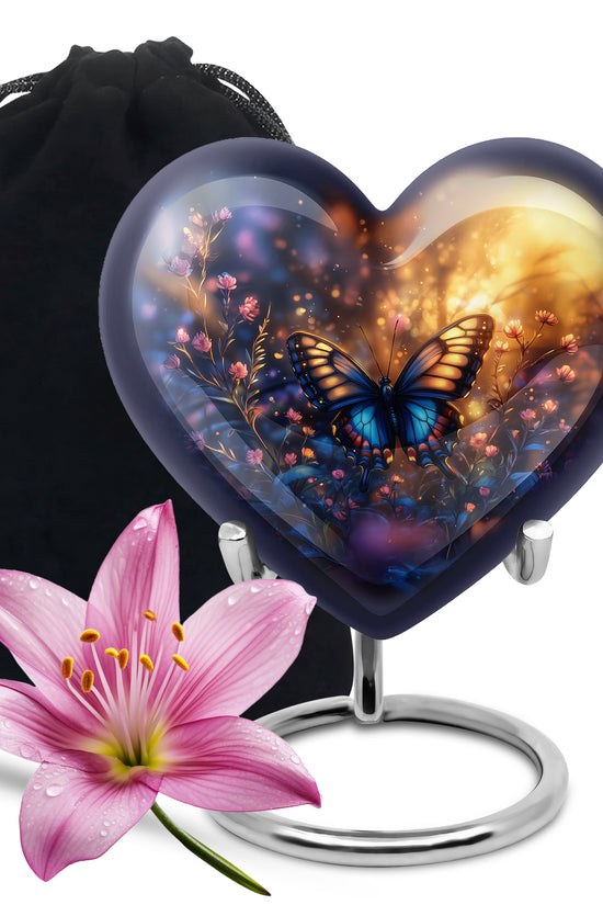 Gloomy Butterfly Urn For Ashes - Blue Butterfly Urn For Cremation