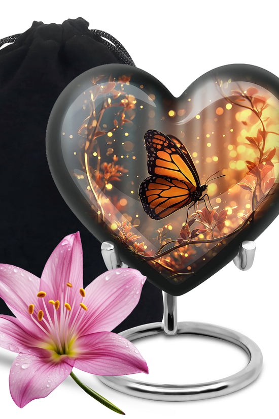 Orange Monarch Butterfly Funeral Urn - Cremation Urn For Adults