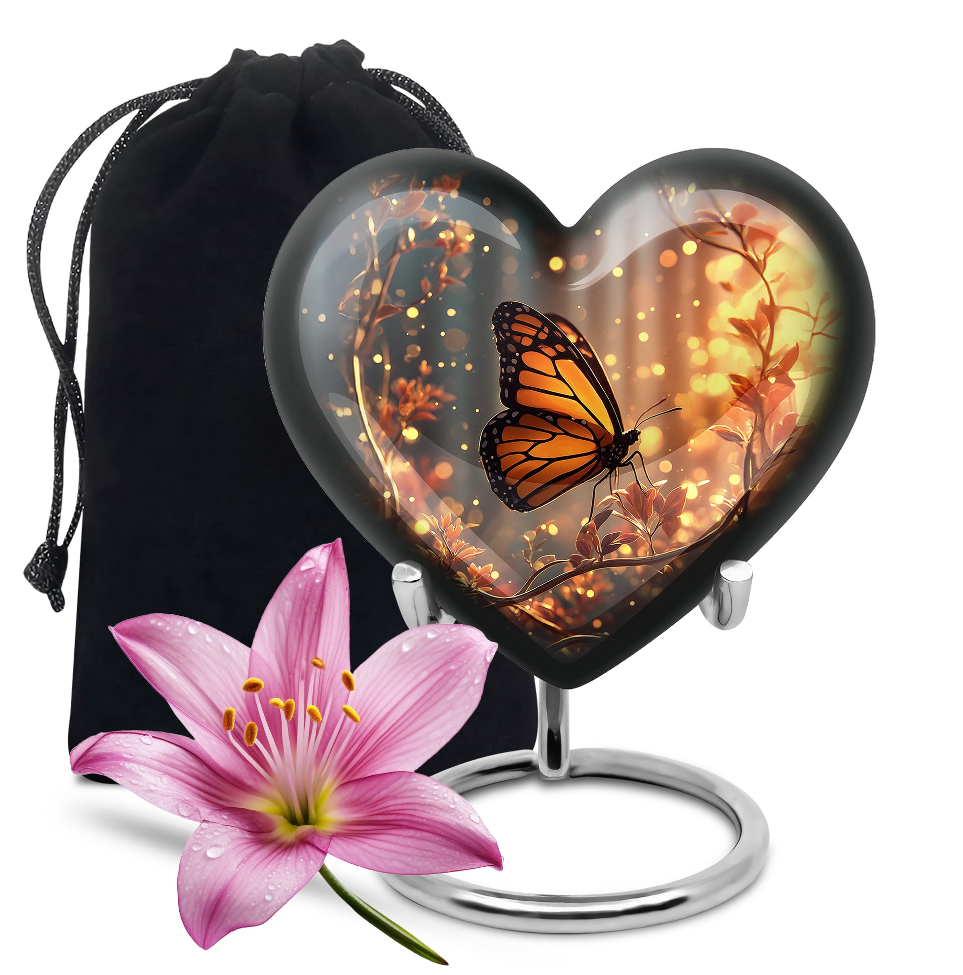 Orange Monarch Butterfly Funeral Urn - Cremation Urn For Adults