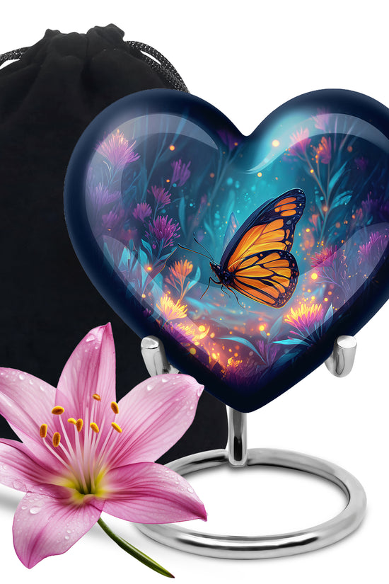 Orange Monarch Butterfly Urn For Mother - Colorful Forest Urns
