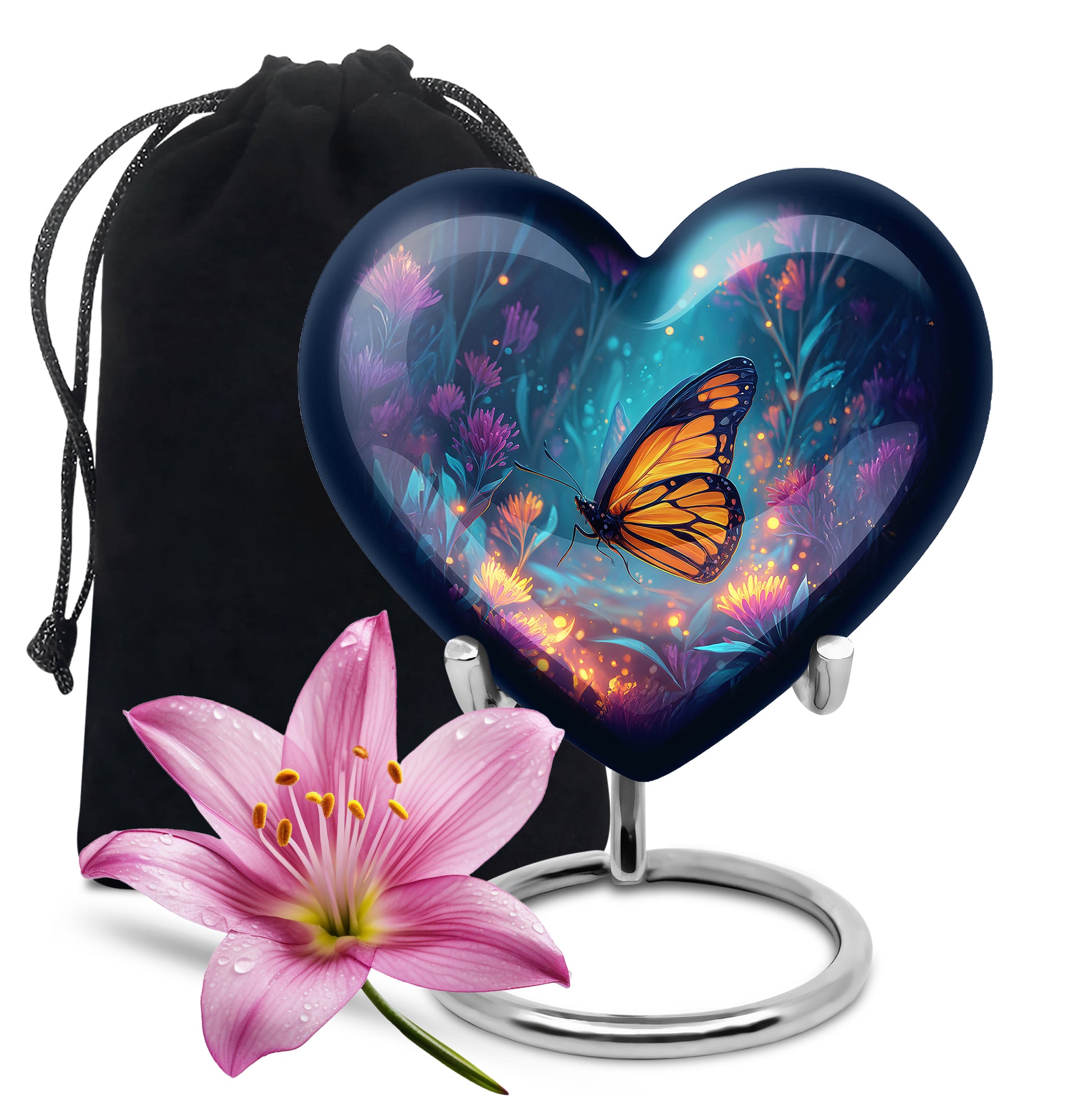 Orange Monarch Butterfly Urn For Mother - Colorful Forest Urns