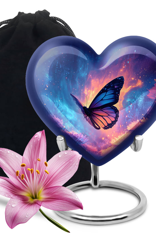 Cosmic Butterfly Cremation Urn - Memorial Urn for Mom or Dad