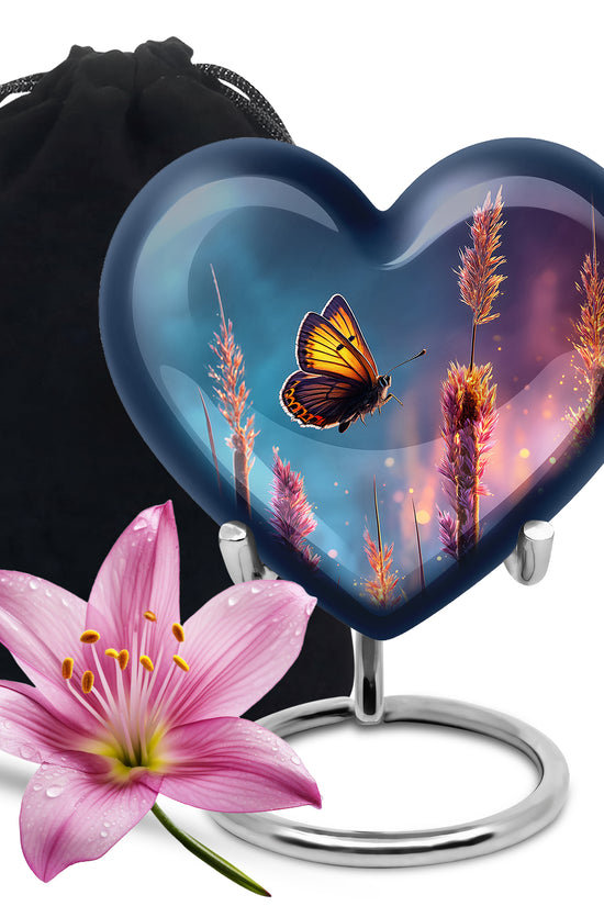 Butterfly Cremation Urn for Human Ashes - Dark Blue Memorial Urn