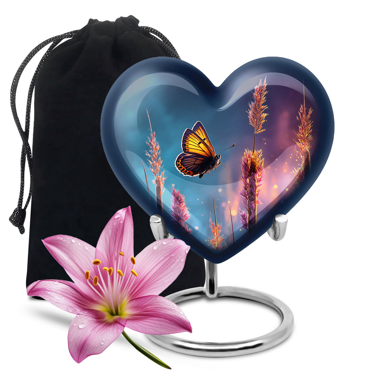 Butterfly Cremation Urn for Human Ashes - Dark Blue Memorial Urn