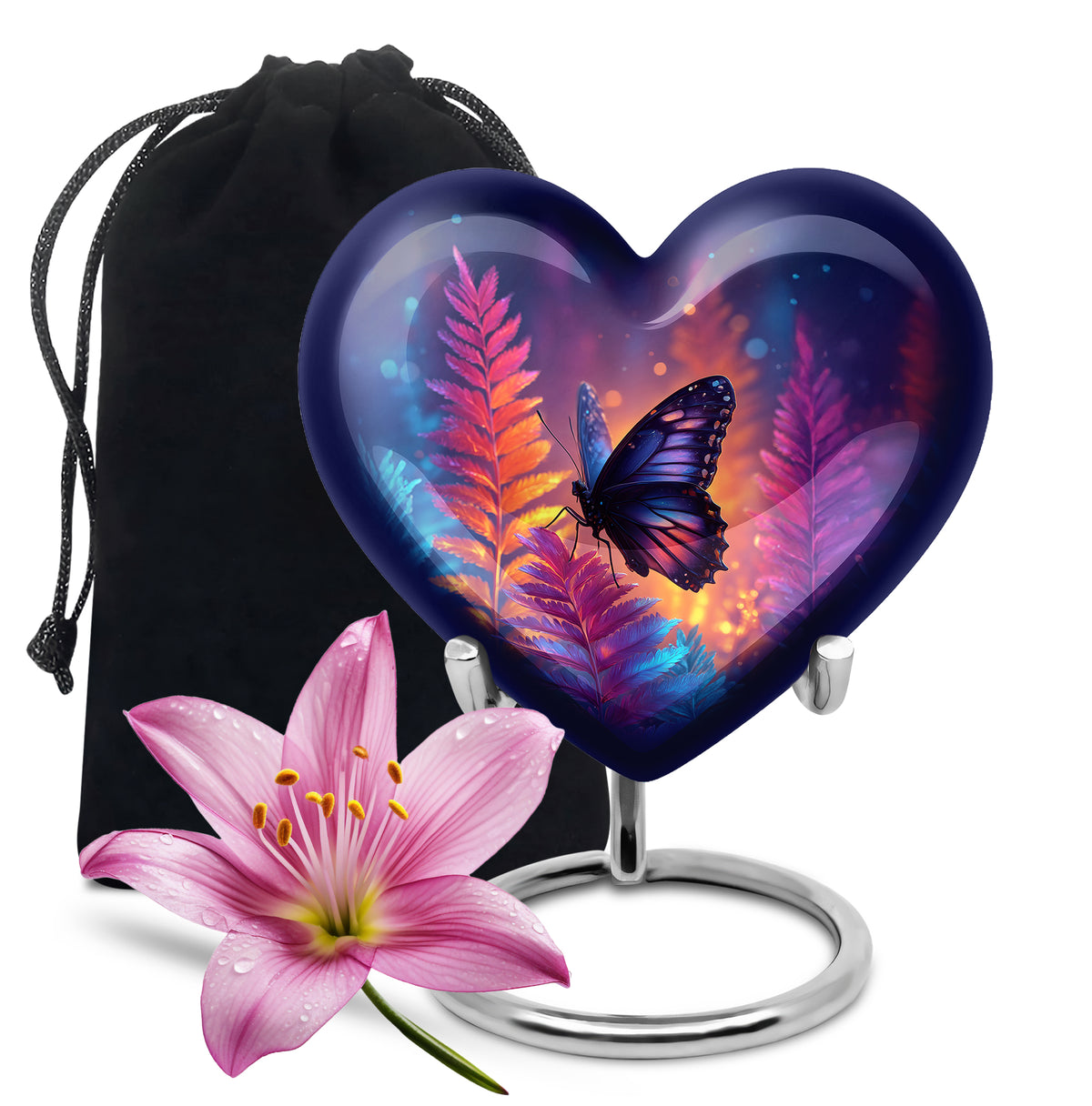 Purple Butterfly Burial Urn - Large Funeral Urns For Mom Ashes