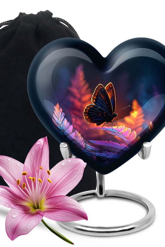 Butterfly On Flower Scenic Urn - Large Cremation Urns For Women Ashes