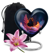 Butterfly On Flower Scenic Urn - Large Cremation Urns For Women Ashes