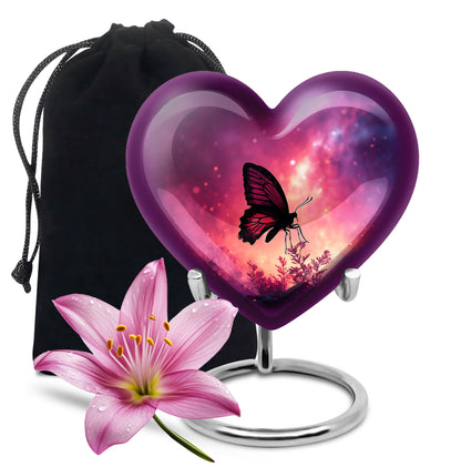 Pink Butterfly & Flower Burial Container - Large Urns For Mom Ashes