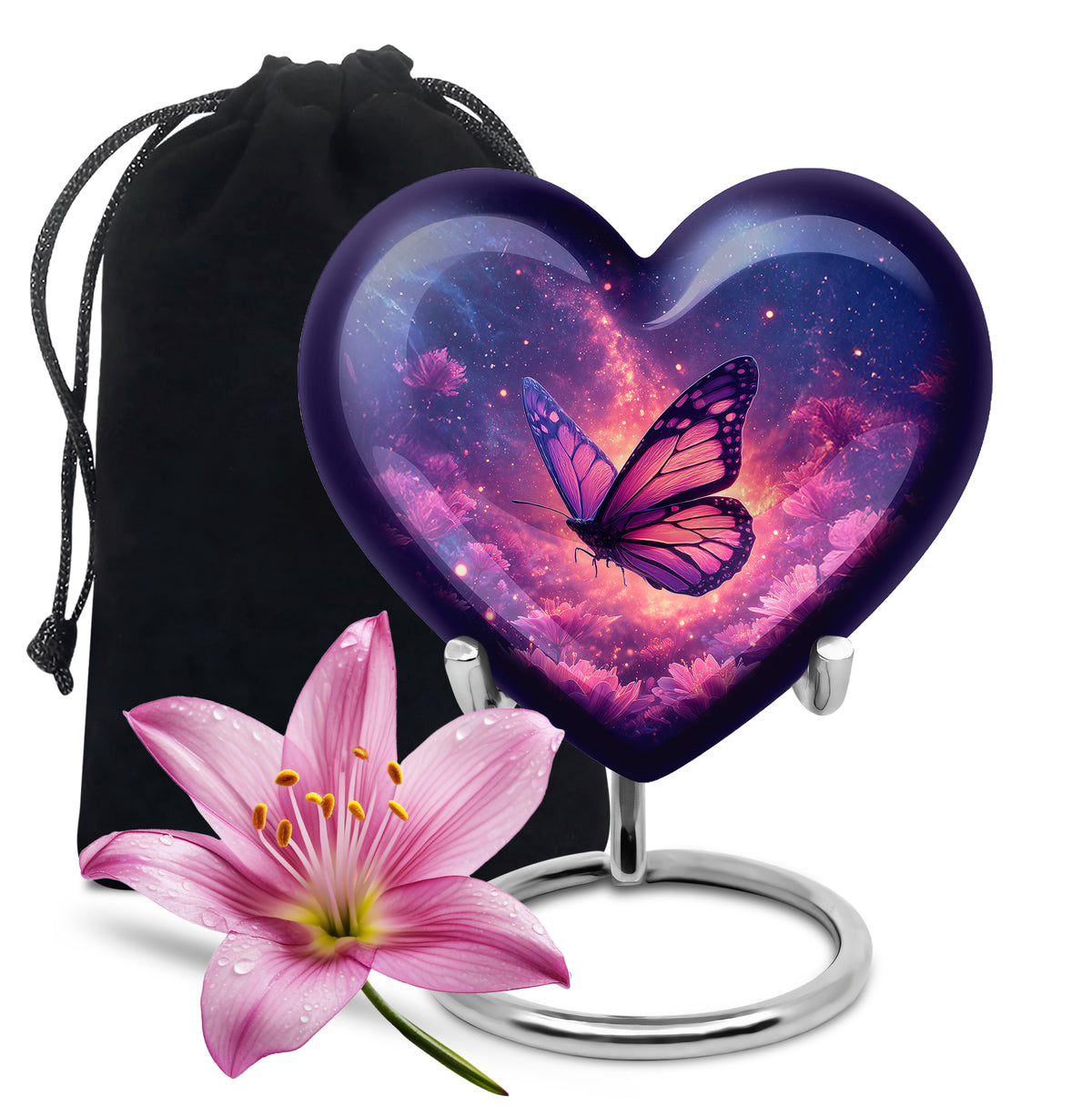 Pink Butterfly Funeral Urn - Unique Decor Memorial For Mom Ashes
