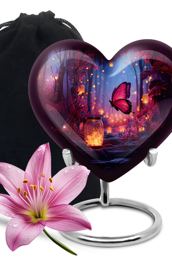 Blue Butterfly Cremation Urn - Decorative Urns For Adult Female Mom