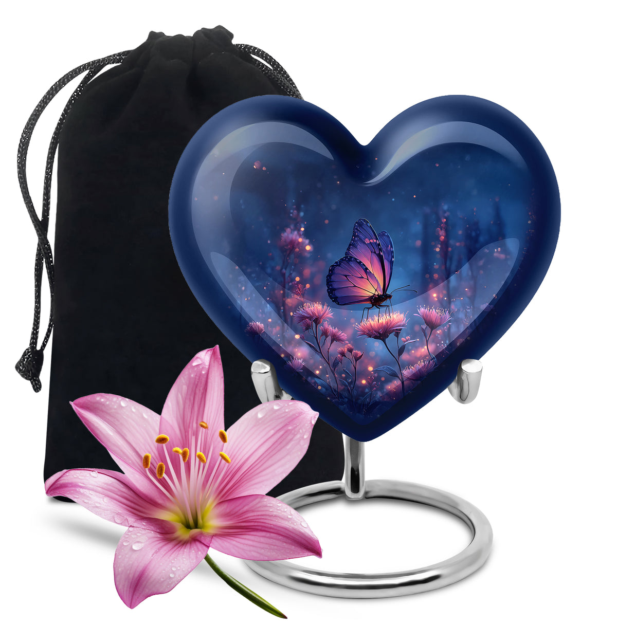 Bluen Butterfly On Flower - Elegant Beautiful Large Memorial For Mom