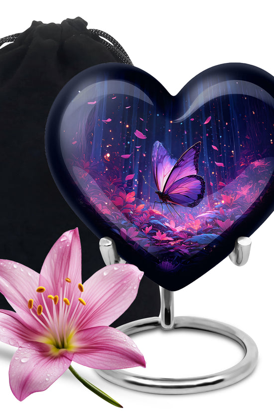 Beautifully Crafted Purple Butterfly Urn - Large Urns For Mom Ashes