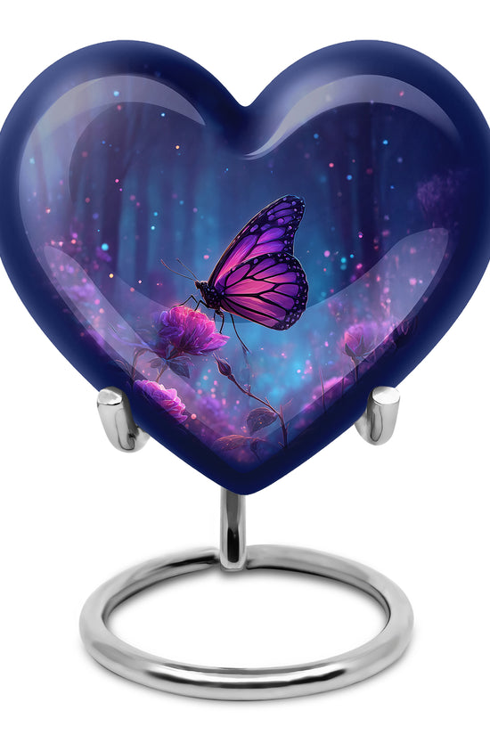 Personalized Blue Cherished Butterfly Cremation Urns for Human Ashes - 10-inch, 200 cu in - Yatskia