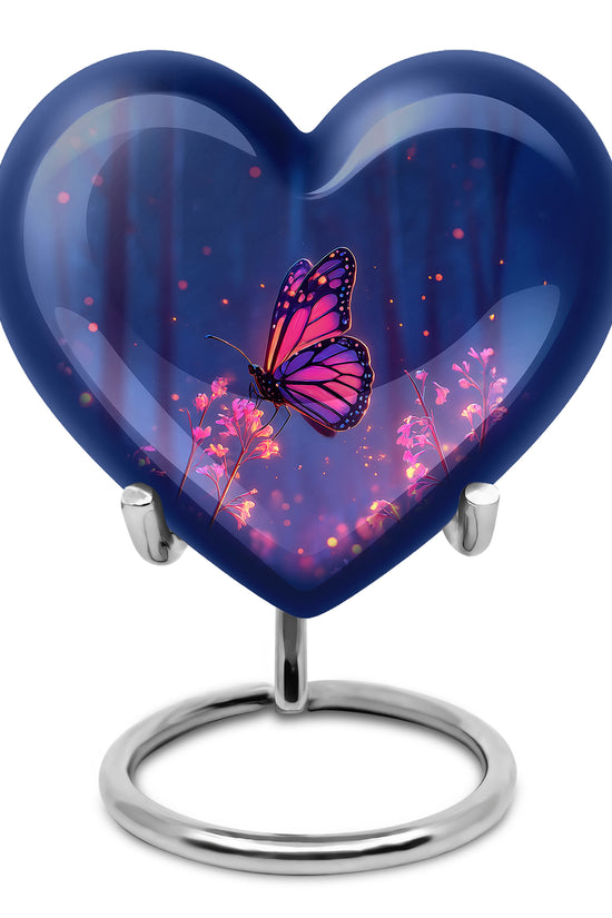 Blue Serene Butterfly Memorial Urn for Ashes - 10-inch, 200 cu in - Yatskia