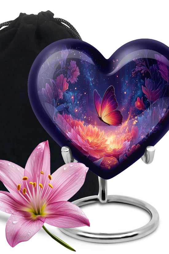 Flying Butterfly Scenic Burial Urn - Large Decorative Memorial Urn
