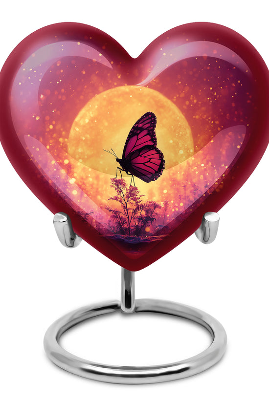 Radiant Butterfly Memorial Cremation Urns - Pink 10-inch, 200 cu in - Yatskia