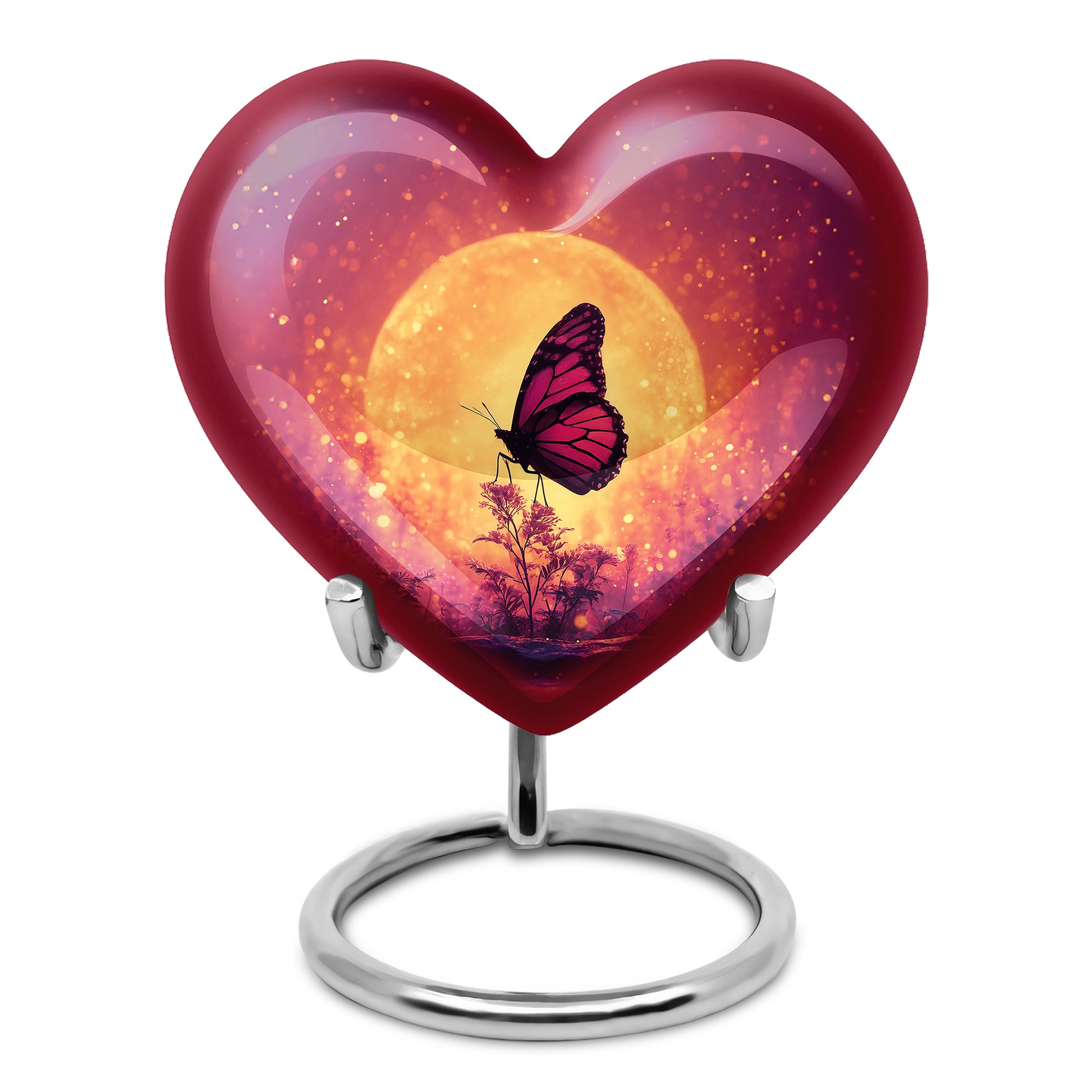 Radiant Butterfly Memorial Cremation Urns - Pink 10-inch, 200 cu in - Yatskia