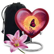Pink Butterfly & Moon Scenic Urn - Elegant Memorial Urns For Women