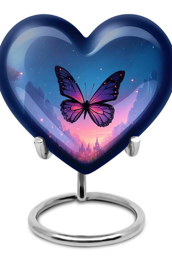 Lustrous Butterfly Cremation Urns for Human Ashes - Blue 10-inch - Yatskia