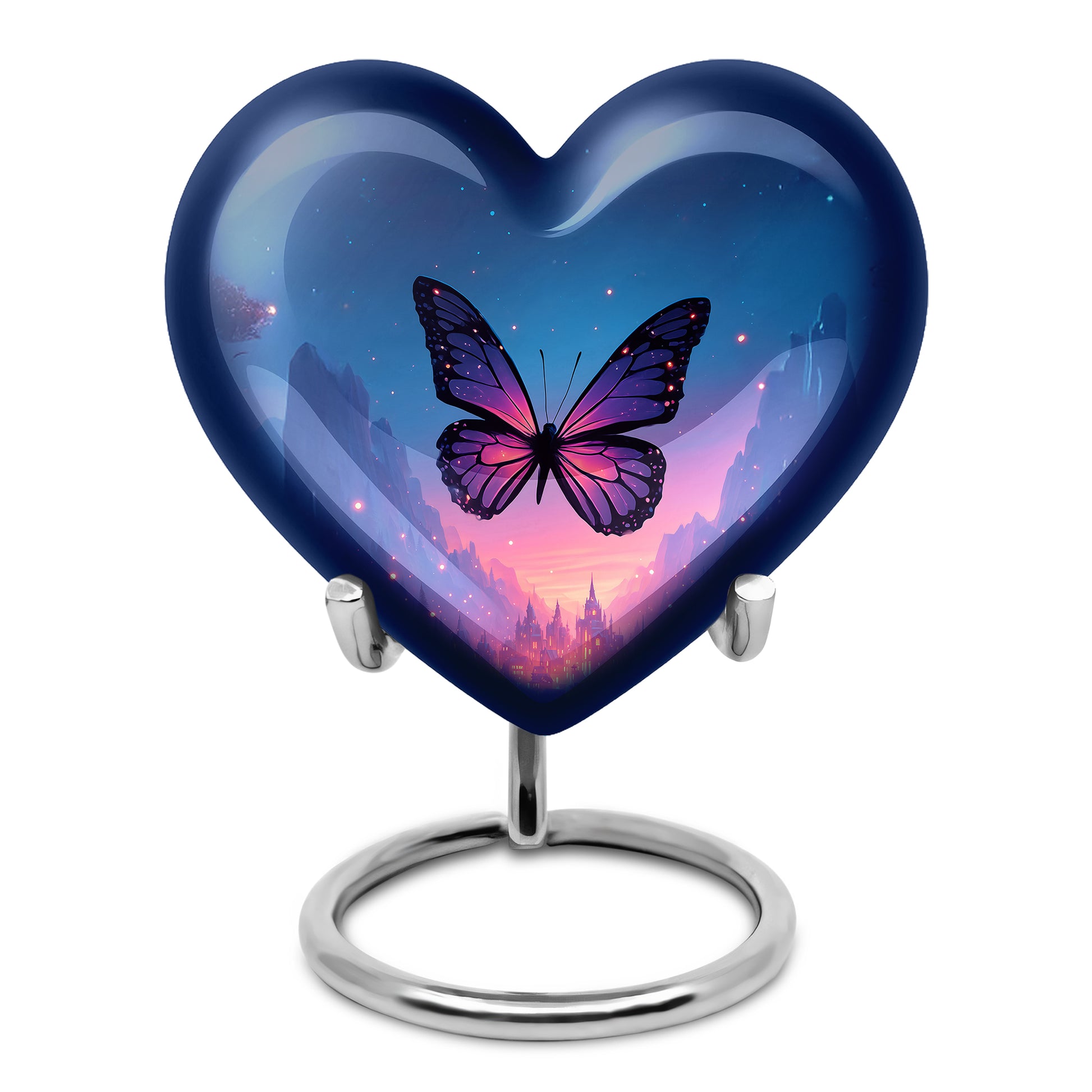 Lustrous Butterfly Cremation Urns for Human Ashes - Blue 10-inch - Yatskia