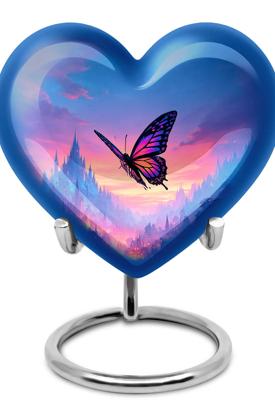 Blue Butterfly Beacon Cremation Urns for Human Ashes - 10-inch, 200 cu in - Yatskia