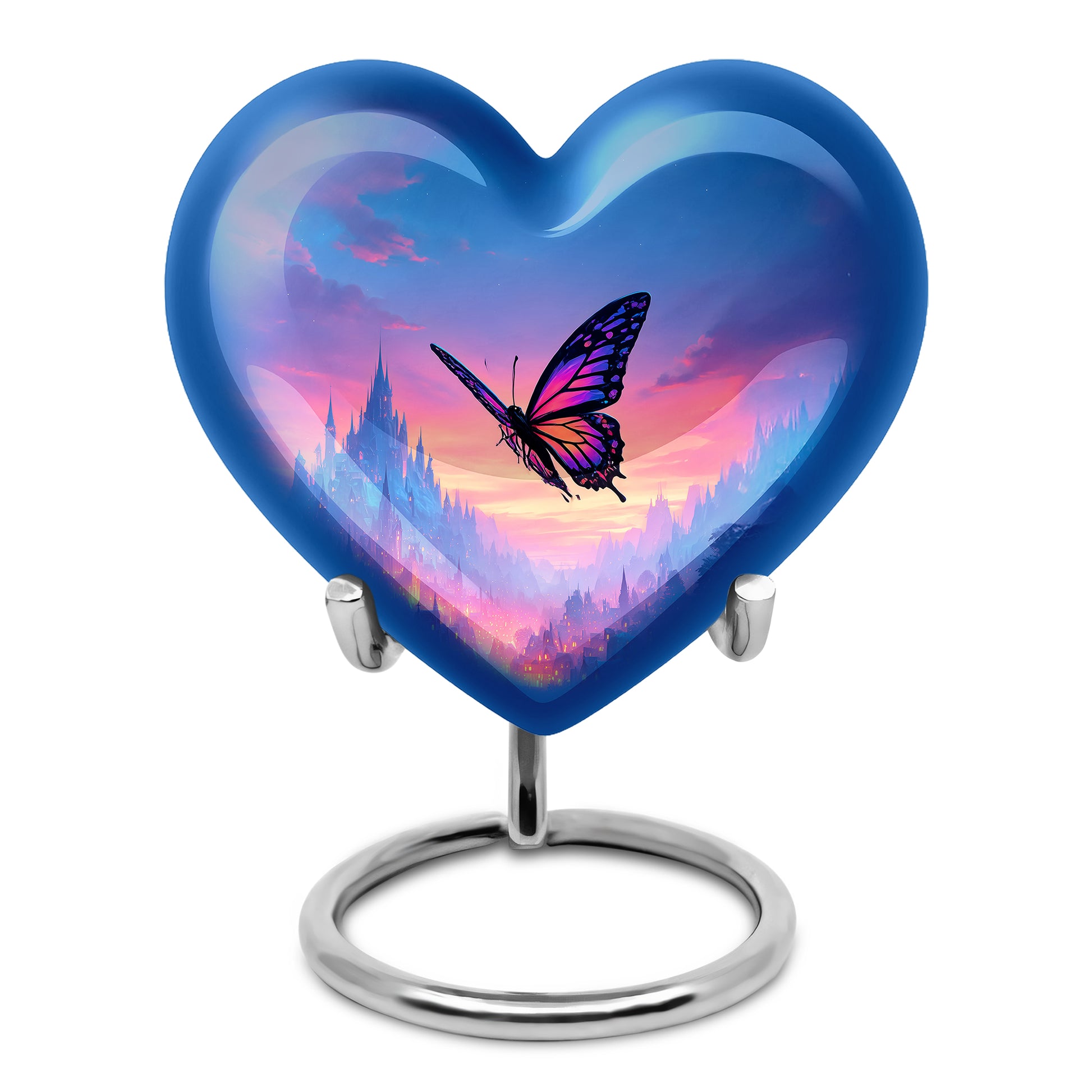 Blue Butterfly Beacon Cremation Urns for Human Ashes - 10-inch, 200 cu in - Yatskia