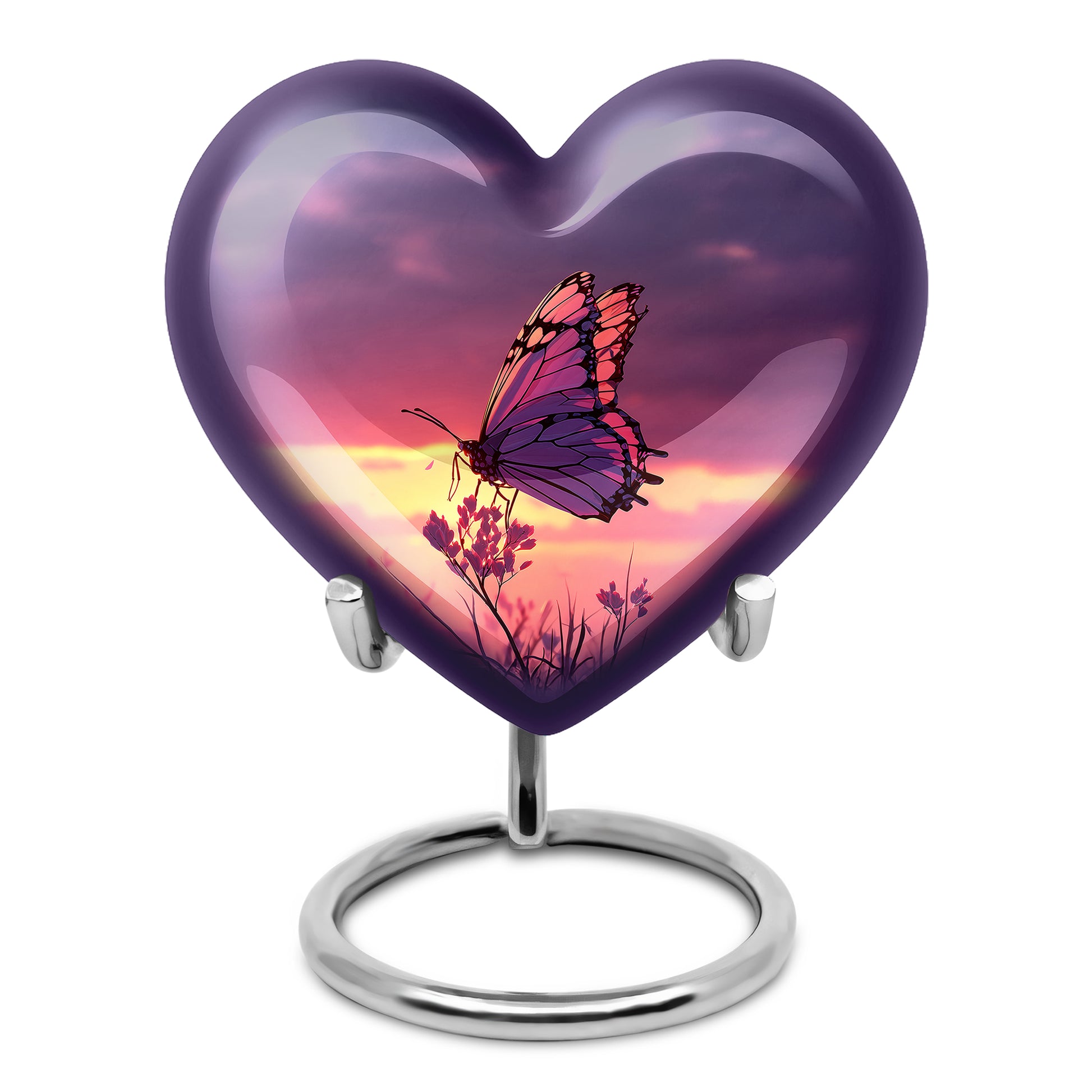 Inspiring Blue Butterfly Dedication Urn for Human Ashes - 10-inch, 200 cu in - Yatskia