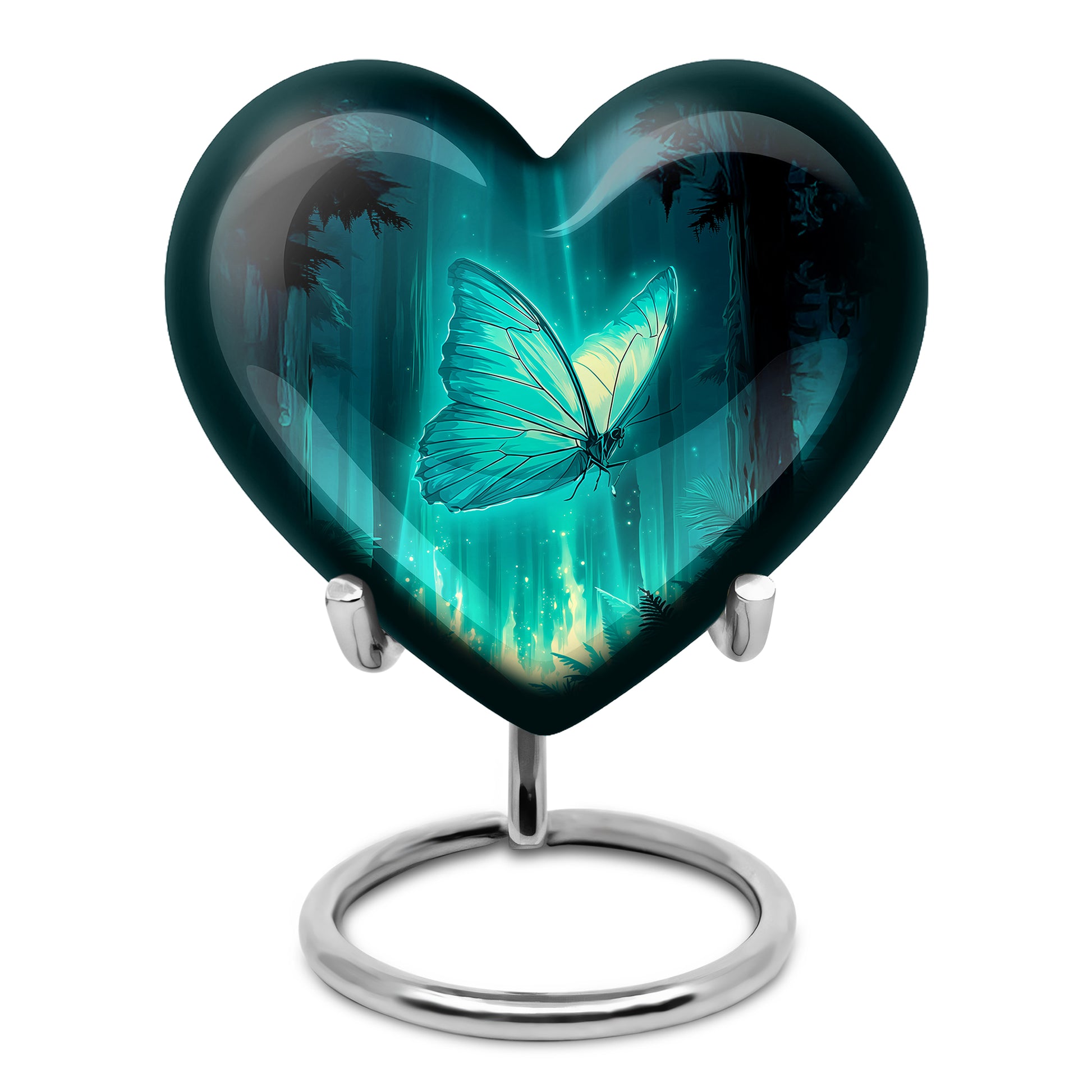 Personalized Seraphic Butterfly Cremation Urns - Teal 10-inch, 200 cu in - Yatskia