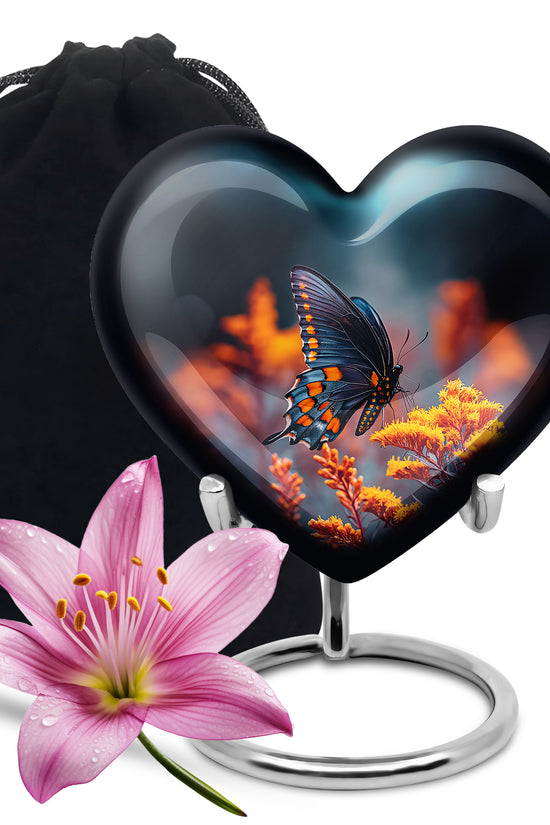 Colorful Butterfly On Flower - Beautiful Urns For Mom Ashes