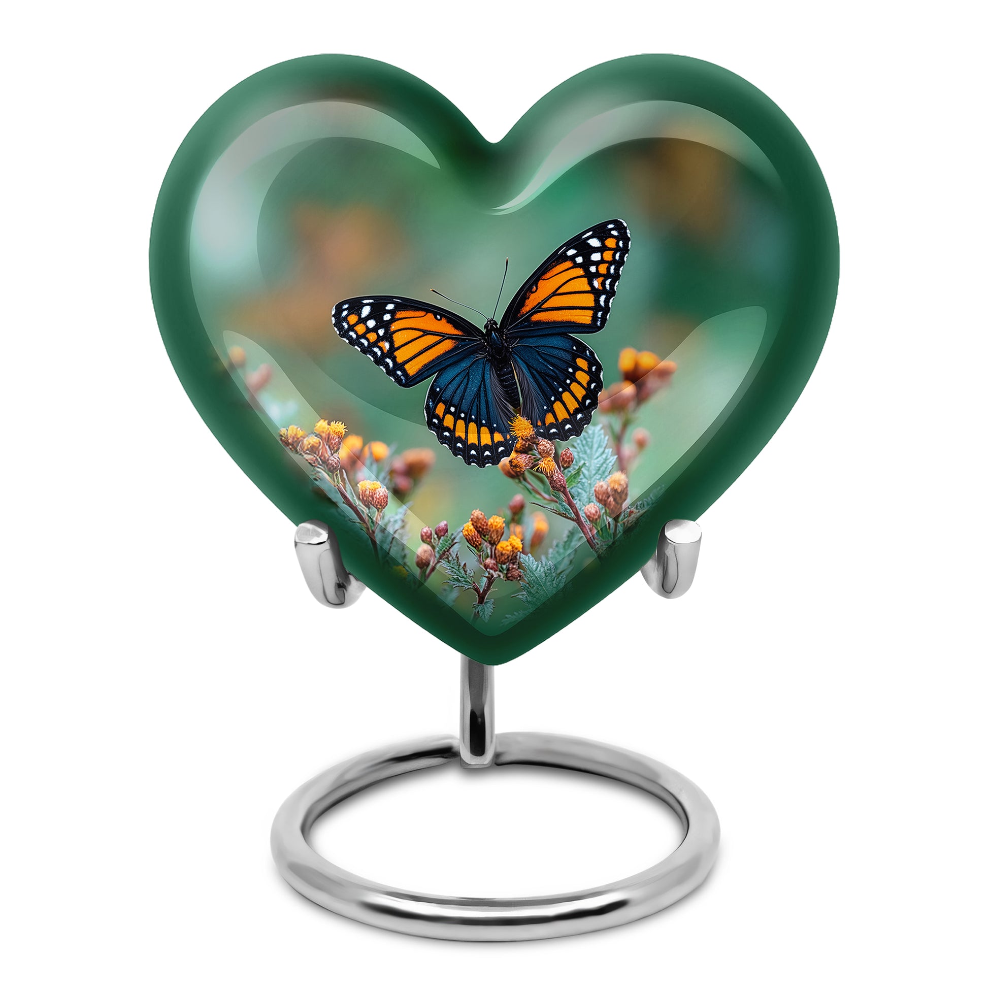 Personalized Magnificent Butterfly Cremation Urns - Green 10-inch, 200 cu in - Yatskia