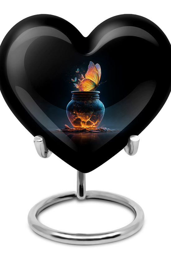 Black Butterfly Sentinel Cremation Urns for Human Ashes - 10-inch, 200 cu in - Yatskia
