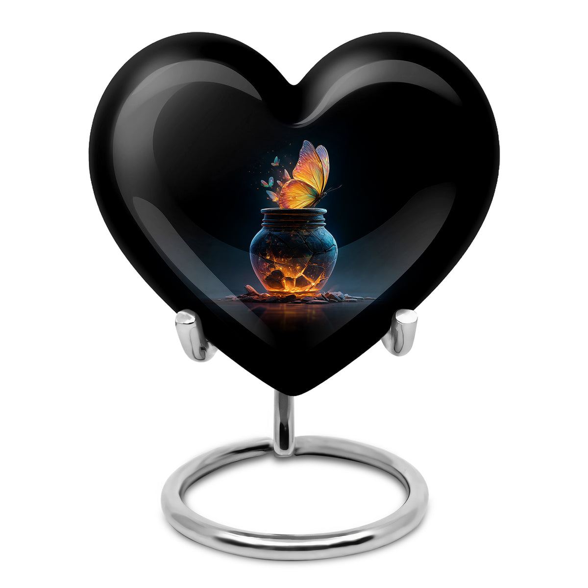 Black Butterfly Sentinel Cremation Urns for Human Ashes - 10-inch, 200 cu in - Karyliz