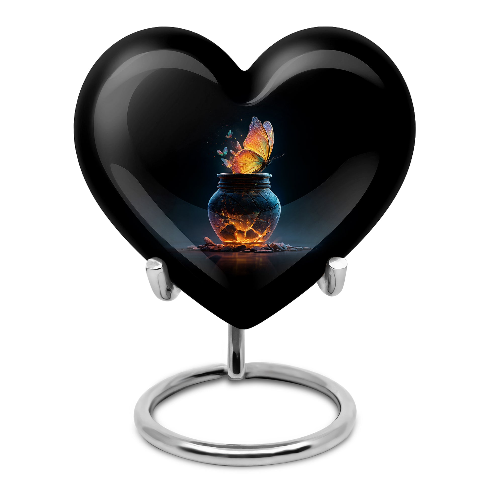 Black Butterfly Sentinel Cremation Urns for Human Ashes - 10-inch, 200 cu in - Yatskia