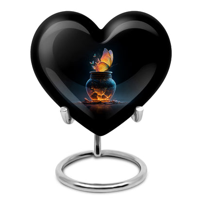 Black Butterfly Sentinel Cremation Urns for Human Ashes - 10-inch, 200 cu in - Karyliz