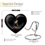 Jet Black Butterfly Cremation Urn front view showing detailed design - loving heart memorial featuring butterfly pattern - mini keepsake memorial for portion of cremation ashes