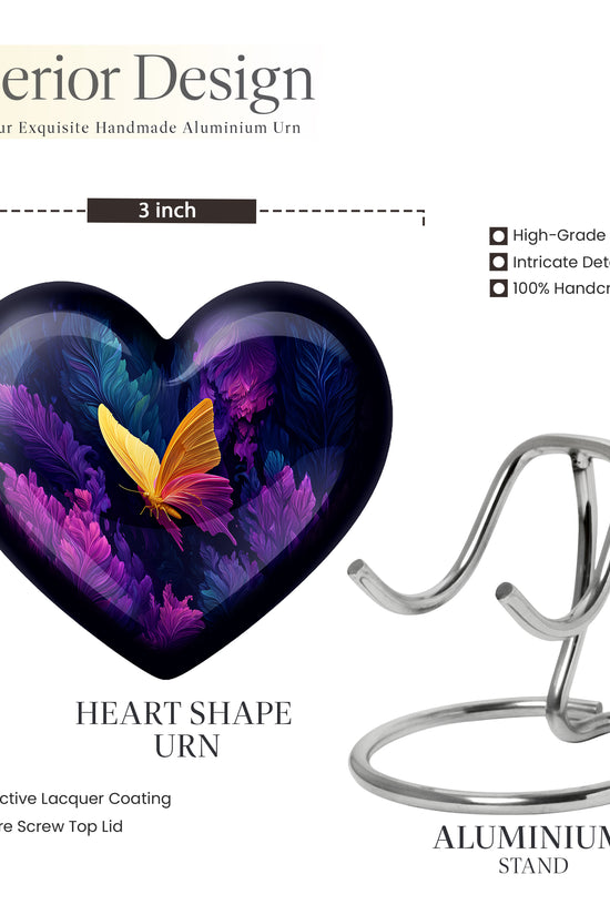 Serene Blue Butterfly Cremation Urn front view showing detailed design - compassionate heart-butterfly combination with gentle curves - mini keepsake memorial for portion of cremation ashes